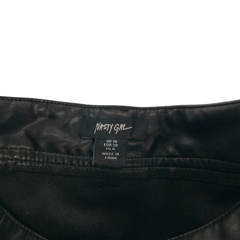 Nasty Gal Black Faux Leather Cargo Jumpsuit 6 Button Strapless Sleeveless Pocket - Picture 7 of 9